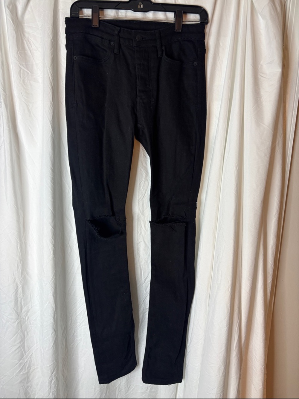 Ksubi Black Van Winkle ACE Black Slice Men's Skinny Jeans with Knee Rips